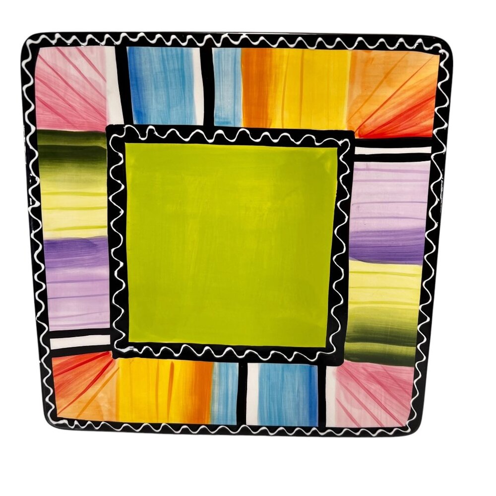 Certified International Nancy Green Square Platter Colorful Serape Plate 11"
